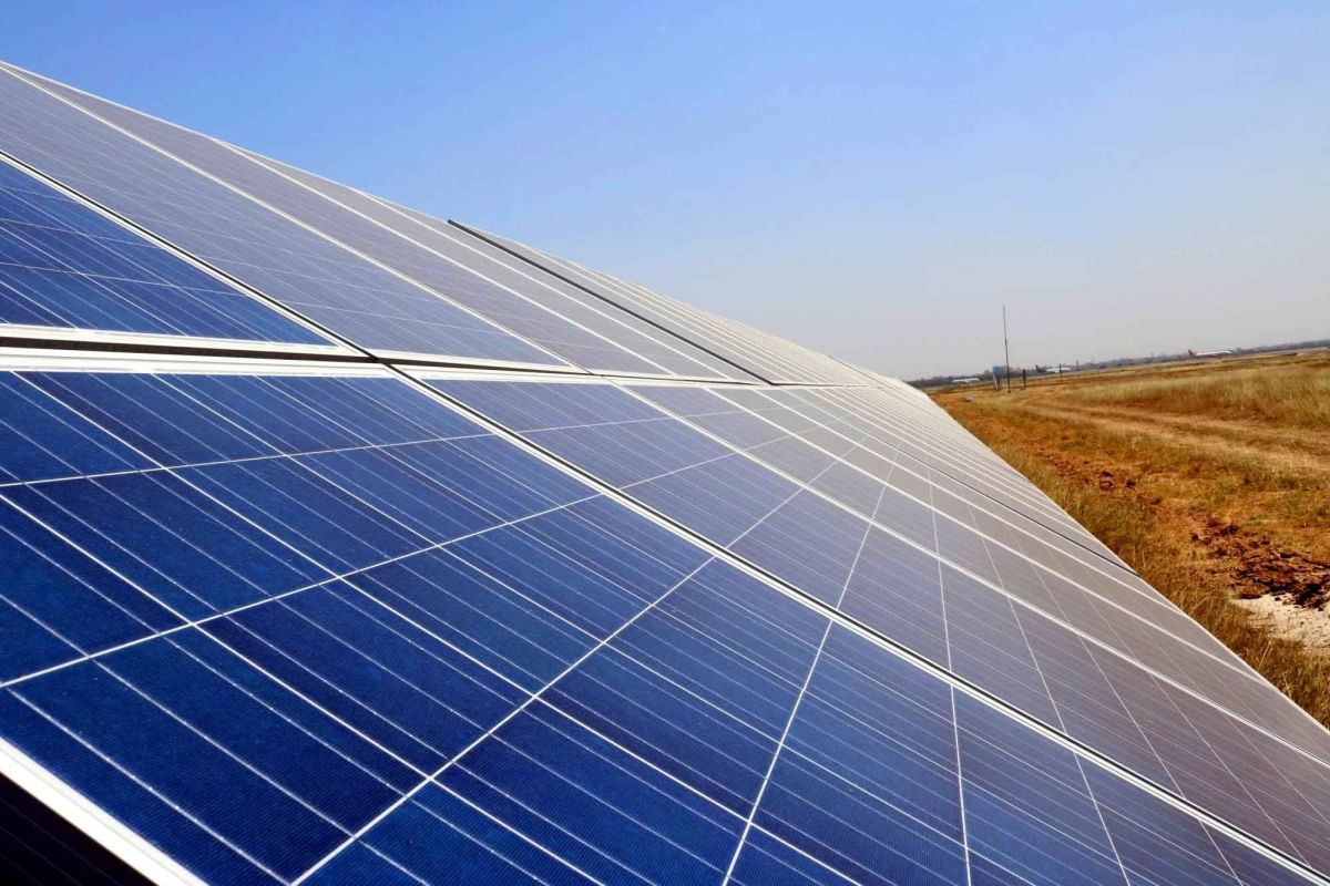 Solar panel installation on a rooftop